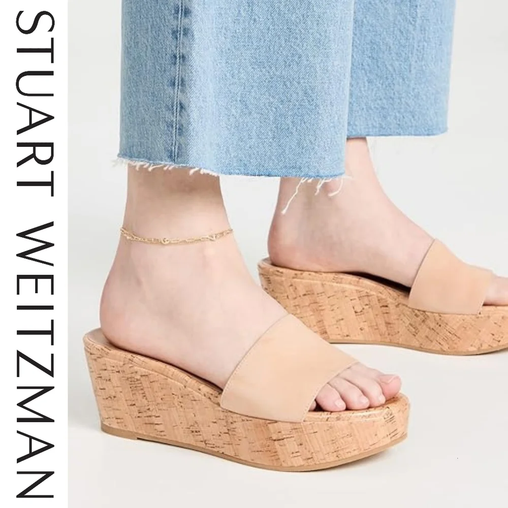 Stuart Weitzman Summer Wedge Sandals Adobe Tan Size 9.5 US - Picture 6 of 6